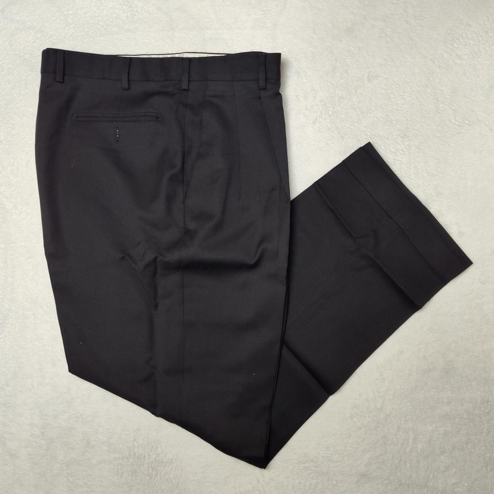 Zanella Dress Pants Mens 38x26 Black‎ Wool Pleated Cuffed Italy Trousers Bennett